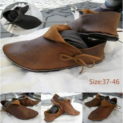 Cosplay männer Medieval PU Leder Schuh Mittelalter Stiefeletten Viktorianischen Renaissance Boot Schuhe Image