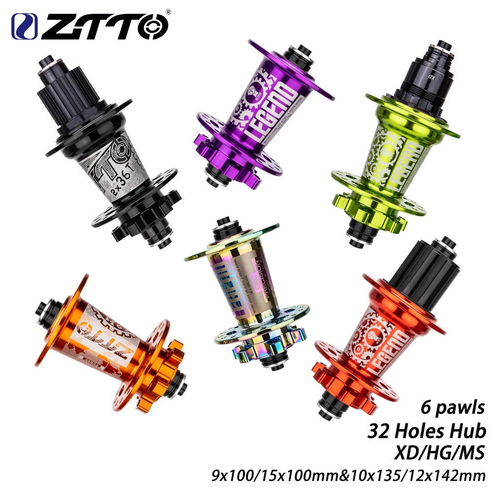 ZTTO MTB Fahrrad 6 Sperrklinken Scheibenbremsnabe 32-Lochnabe XD/HG/MS Steckachse 12x142 15x100 32H Maza QR 10x135 9x100mm abgedichtetes Lager DR290 Image