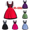 Abito da donna medievale taglie forti Abito da Oktoberfest tedesco Dirndl Abito da festa in costume cosplay M-5XL