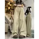 Qweek y2k Vintage Khaki Baggy Jeans Frauen koreanischen Stil Basic Jeans hose weibliche übergroße