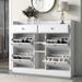 Shoe Cabinet with 4 Flip Drawers, Multifunctional 2-Tier Shoe Storage Organizer with Drawers, Free Standing Shoe Rack