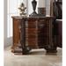 Traditional 1pc Nightstand Only Brown Cherry Solid wood 3-Drawers Intricate Accents Glides Bronze Hanging Pulls in Bedroom