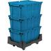 Attached Lid Shipping Container with Dolly Combo - Blue
