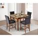 5-Piece Dining Table Set 42" Square Table and 4 Chairs for 4 People, Dining Room Set for Breakfast Nook Living Room, Dark Coffee