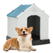 MoNiBloom Plastic Dog House - Waterproof Dog Kennel with Air Vents and Elevated Floor All Weather Indoor Outdoor Insulated Doghouse Puppy Shelter Easy to Assemble (Blue L29.5 W33.0 H32.5 )