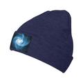 ZICANCN Fractal Blue Swirl Knit Beanie Hat Winter Cap Soft Warm Classic Hats for Men Women Navy Blue