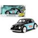 1-24 Diecast Series 1959 Volkswagen Beetle Model Car with I Love the 50s Graphics Black