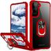 IKAZZ Galaxy S21 Plus Case Samsung S21 Plus Cover Crystal Clear Anti-Yellow Shock Absorption Acrylic Protective Phone Case with Magnetic Ring Kickstand for Samsung Galaxy S21 Plus Red