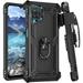 Zateri Samsung Galaxy A12 Case with Belt Clip Holster Military Grade Heavy Duty Phone Case [Kickstand Function and Work with Magnetic Car Mount] Shockproof Cover for Samsung Galaxy A12 (Black)