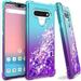 M MAIKEZI Compatible with LG Stylo 6 Case with HD Screen Protector Gradient Quicksand Glitter Bling Flowing Liquid Floating TPU Bumper Cushion Protective Cute Case for LG Stylo 6(Teal Purple)