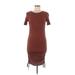 Zara Casual Dress - Bodycon Crew Neck Short sleeves: Brown Solid Dresses - Women's Size Medium