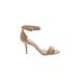 Michael Kors Collection Heels: Strappy Stilleto Cocktail Party Tan Print Shoes - Women's Size 37 - Open Toe