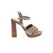 Pour La Victoire Heels: Tan Print Shoes - Women's Size 8 - Open Toe