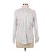 Apt. 9 Long Sleeve Button Down Shirt: White Checkered/Gingham Tops - Women's Size Large