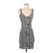 H&M Casual Dress - Bodycon Plunge Sleeveless: Gray Snake Print Dresses - Women's Size 4