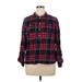 Tommy Hilfiger Long Sleeve Button Down Shirt: Red Plaid Tops - Women's Size X-Large