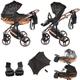 Junama Diamond Heart V3 2in1 3in1 4in1 Baby Pram Pushchair Car Seat ISOFIX + Umbrella Exclusive Prams (2in1 with adapters, Black-Copper 02)