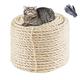 ilauke Natural Sisal Rope 8 mm x 60 m, Natural White Old Rope for Cats with a Pair of Protective Gloves for Scratching Post Cat Tree Flower Pot Garden Table