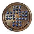 30cm Diameter WOODEN SOLITAIRE BOARD GAME with VAN GOGH GLASS MARBLES | classic wooden solitaire game | strategy board game | family board game | games for one | board games