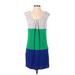 BCBGMAXAZRIA Casual Dress - Shift: Green Color Block Dresses - Women's Size Small