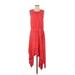 BCBGMAXAZRIA Casual Dress - High/Low Crew Neck Sleeveless: Pink Solid Dresses - Women's Size Small