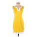 Banana Republic Casual Dress - Shift: Yellow Print Dresses - Women's Size 0