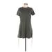 Others Follow Casual Dress - Shift Crew Neck Short sleeves: Gray Solid Dresses - Women's Size Large