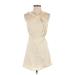 Shein Casual Dress - A-Line High Neck Sleeveless: Ivory Solid Dresses - Women's Size 2