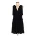 White House Black Market Casual Dress - A-Line V-Neck Sleeveless: Black Print Dresses - Women's Size Medium