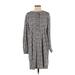 Ann Taylor LOFT Casual Dress - Shift: Gray Houndstooth Dresses - Women's Size Small