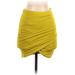 Bella Luxx Casual Bodycon Skirt Mini: Yellow Solid Bottoms - Women's Size X-Small