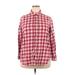 Woman Within Long Sleeve Button Down Shirt: Red Plaid Tops - Women's Size 18