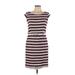 Banana Republic Factory Store Casual Dress - Sheath: Burgundy Stripes Dresses - Women's Size 10