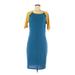 Lularoe Casual Dress - Midi Scoop Neck 3/4 sleeves: Blue Color Block Dresses - Women's Size Medium