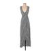 Forever 21 Contemporary Casual Dress - Midi Plunge Sleeveless: Gray Dresses - Women's Size X-Small