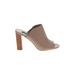 White House Black Market Mule/Clog: Slip-on Chunky Heel Boho Chic Tan Print Shoes - Women's Size 6 1/2 - Open Toe
