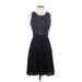 Laundry Casual Dress - A-Line Scoop Neck Sleeveless: Black Print Dresses - Women's Size 4