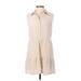 Jessica Simpson Casual Dress - A-Line Collared Sleeveless: Tan Solid Dresses - Women's Size Small