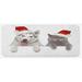 White 0.1 x 19 x 47 in Kitchen Mat - East Urban Home Dog & Cat In Santa Red Hats Funny Puppy & Kitty Domestic Pet Animal White Grey Red Kitchen Mat, | Wayfair