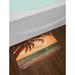 East Urban Home Seascape Scenery w/ Ocean Beach Palm Tree & Sunset Sky in Soft Tones Bath Rug Polyester in Brown | 29.5 W x 29.5 D in | Wayfair