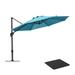 Arlmont & Co. Reynah Outdoor 132" Cantilever Round Aluminum Umbrella w/ Steel Plate Base in Blue/Navy | 108 H x 132 W x 132 D in | Wayfair