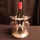 Silverplate Wine Glass & Bottle Holder With 4 Glasses