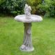 Hand Cast Stone Large Squirrel Bird Bath - Best Quality Highly Detailed Garden Ornaments Decor.