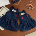 Love Dog Dress Four Seasons Pet Denim Love Strap Dress Pet Cat Dog Strap Dress Pumpkin Dress Bears