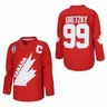 Maglia da Hockey su ghiaccio Canada 99 Wayne Gretzky cucito ricamo maglie sportive all'aperto C-mark
