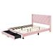 Elegant Pink Queen Platform Storage Bed Frame Design Linen Upholstered Stitched Button Tufted Design Headboard with 2 Drawers