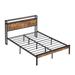 Industrial Style Metal Bed Frame with Power Outlet & USB Port