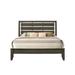 Gray Finish Queen Bed- Transitional Style, Slatted Headboard, Tapered Wooden Legs, Box Spring Required