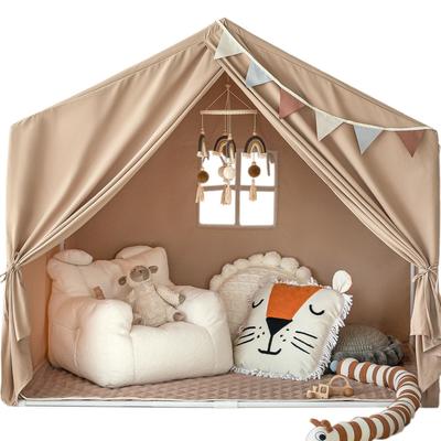 Indoor Large Playhouse Tent for Girls Boys, Play Cottage (Khaki)