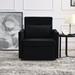 2-in-1 Lounge Accent Chair Velvet Sleeper Chair with Pull Out Bed, Convertible Recliner Chair w/ Pillow & Side Pockets, Black